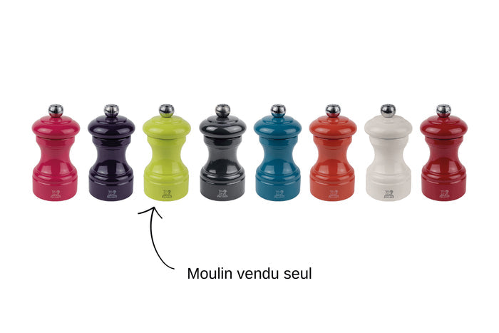 Moulin à poivre manuel Peugeot Bistro en bois de hêtre laqué vert pistache 10cm
