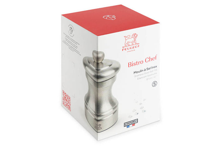 Moulin à sel sec manuel Peugeot Bistro Chef en inox 10cm