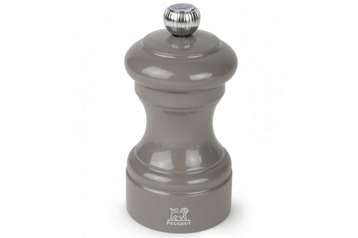 Moulin à sel sec manuel Peugeot Bistro en bois de hêtre laqué gris taupe 10cm