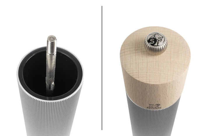 Moulin à sel sec manuel Peugeot Line Aluminium en bois et aluminum 22cm