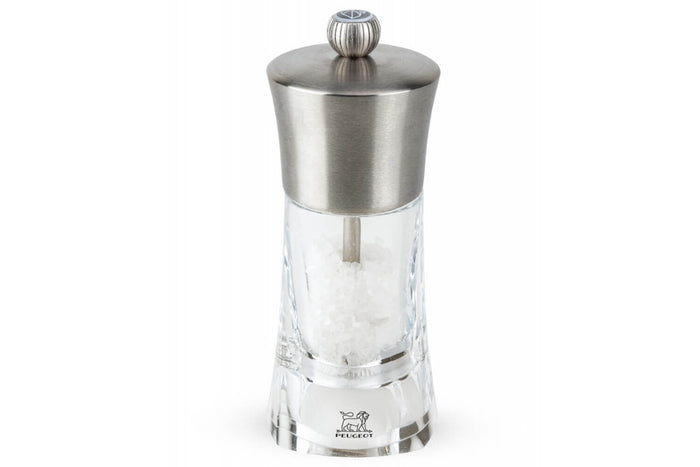 Moulin à sel sec manuel Peugeot Ouessant en inox et acrylique 14cm