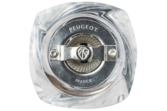 Moulin à sel sec manuel Peugeot Ouessant en inox et acrylique 14cm