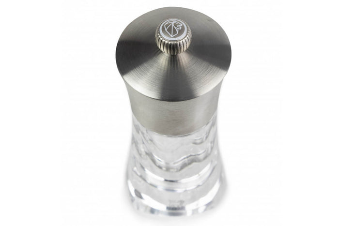 Moulin à sel sec manuel Peugeot Ouessant en inox et acrylique 14cm