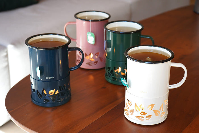 Mug à thé Cookut Sixtea chauffé à la bougie bleu
