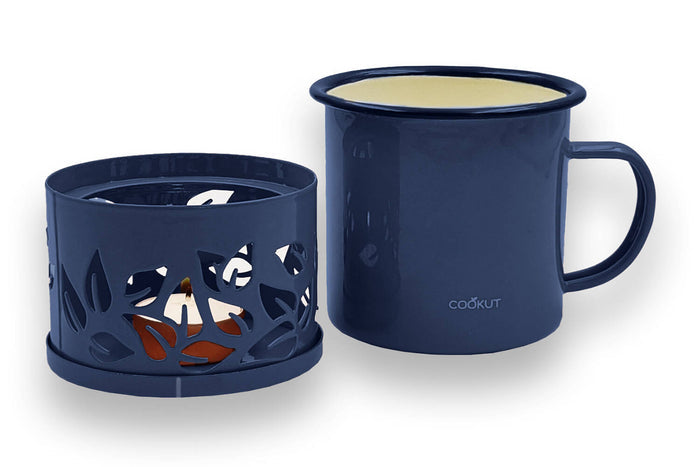 Mug à thé Cookut Sixtea chauffé à la bougie bleu