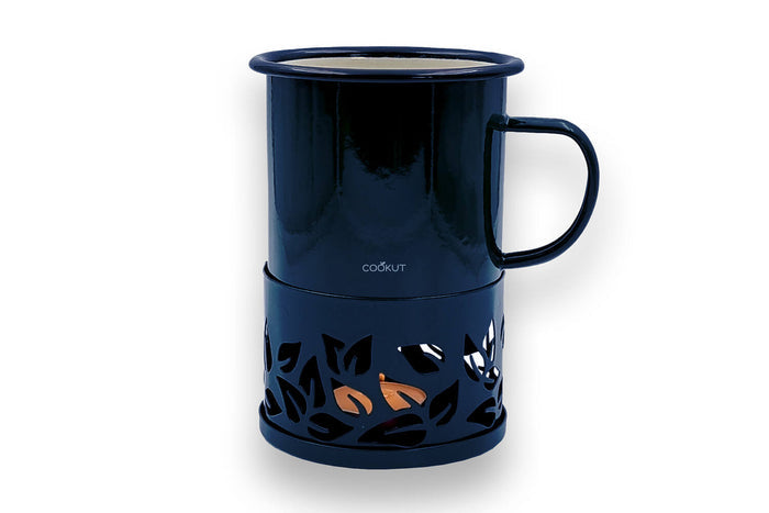 Mug à thé Cookut Sixtea chauffé à la bougie bleu