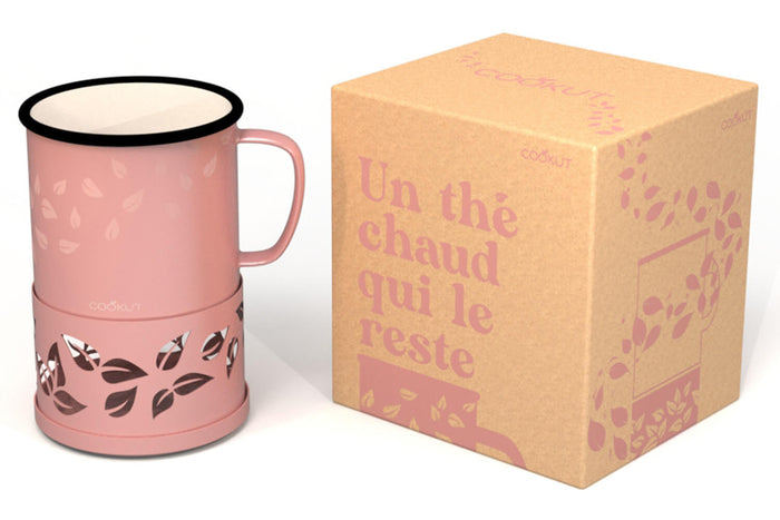 Mug à thé Cookut Sixtea chauffé à la bougie rose