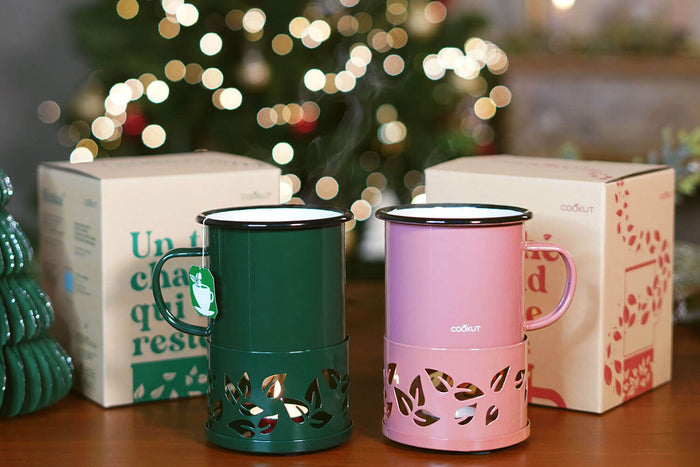 Mug à thé Cookut Sixtea chauffé à la bougie rose