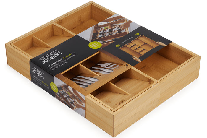 Organisateur extensible de cuisine Joseph Joseph DrawerStore Bamboo en bambou