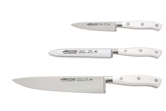 Pack essentiel 3 couteaux de cuisine Arcos Riviera White