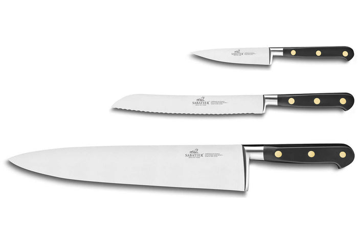 Pack spécial boulanger 3 couteaux français Sabatier Idéal inox 100% forgés laiton