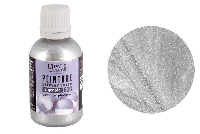 Peinture alimentaire Patisdécor argentée 60g