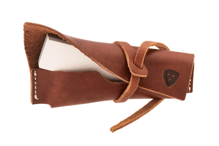 Pierre à aiguiser Helle H300301 double face grains 320/500 taille S avec étui en cuir