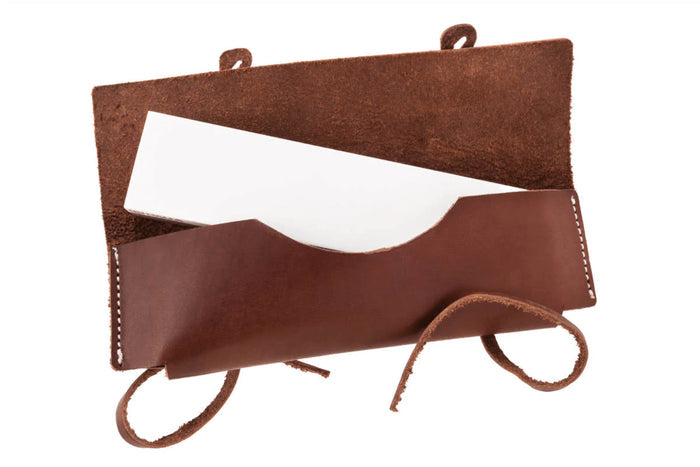 Pierre à aiguiser Helle H300311 double face grains 360/1000 taille L avec étui en cuir