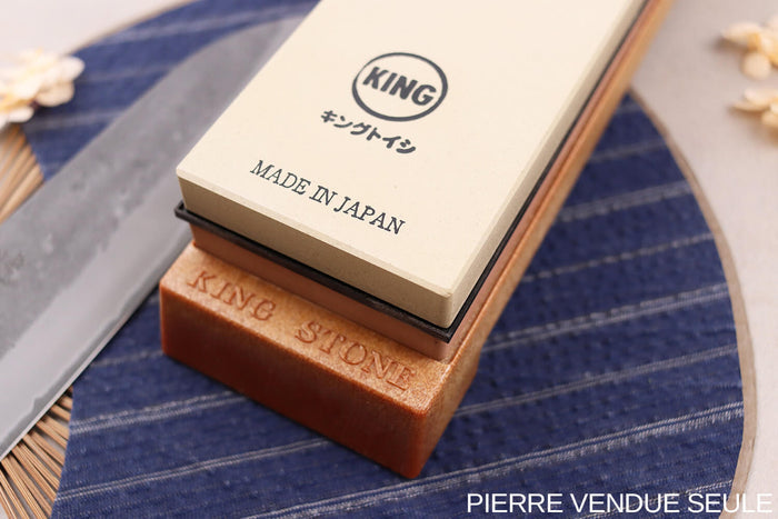 Pierre à aiguiser japonaise King Home Stone double face grains 1000/6000 avec support