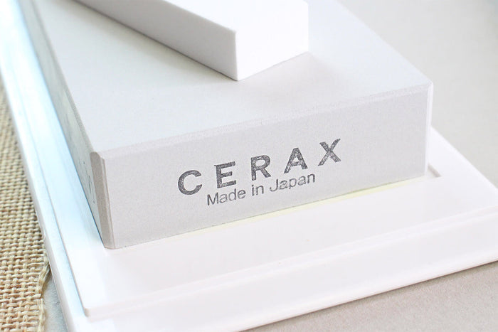 Pierre à aiguiser japonaise Suehiro Cerax céramique grains 320 sur socle