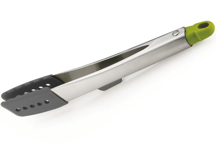 Pince Joseph Joseph Elevate en acier inoxydable et silicone avec reposoir intégré