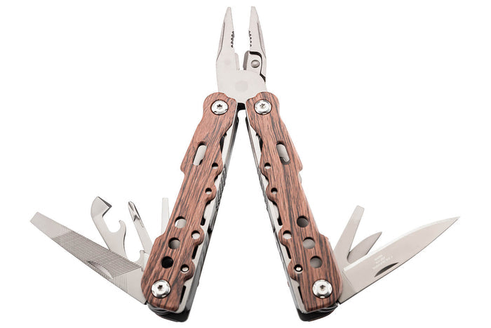 Pince multifonction Herbertz 106800 8 pièces inox revêtement titane manche façon bois + étui nylon