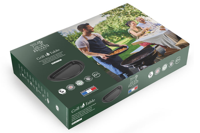 Plancha demi-lune noire Peugeot Grill to table en céramique - 43cm