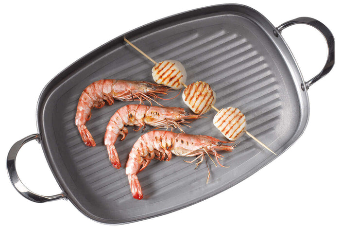 Plancha grill De Buyer Mineral B Element en fer 38x26cm avec 2 anses inox