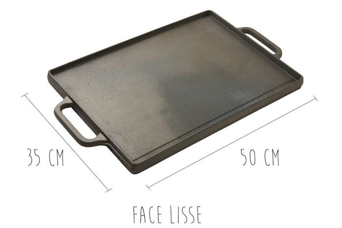 Plancha grill réversible en fonte - 50x35cm