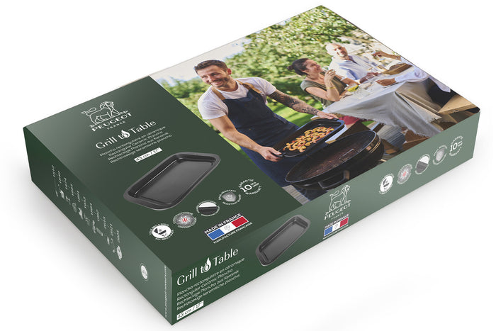 Plancha rectangulaire noire Peugeot Grill to table en céramique - 43cm