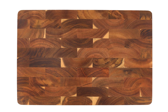Planche à découper Wusaki bois d'acacia damier pieds antidérapants 40 x 28,5 x 2,5cm