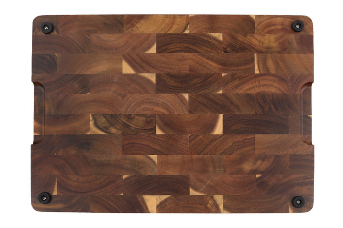 Planche à découper Wusaki bois d'acacia damier pieds antidérapants 40 x 28,5 x 2,5cm