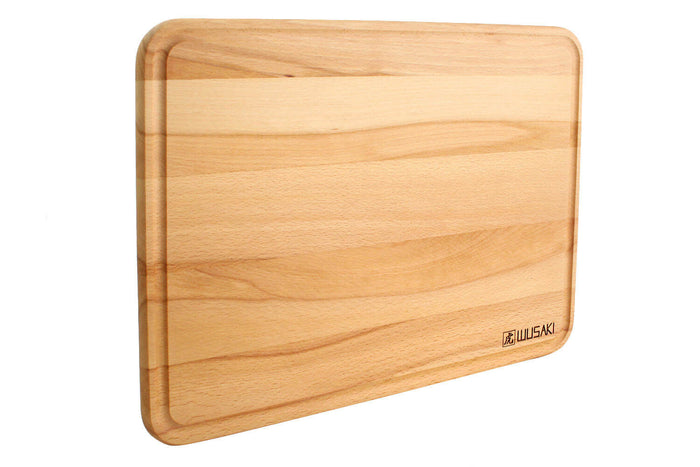 Planche à découper Wusaki en bois de hêtre certifié FSC avec rigole - 40 x 30 x 1,9 cm
