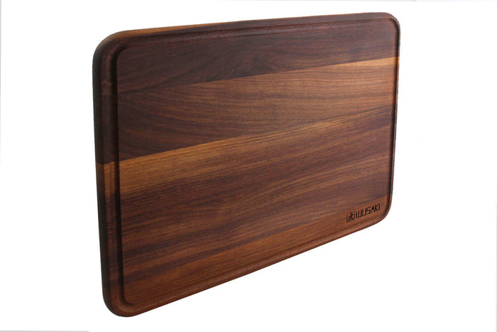 Planche à découper Wusaki en bois de noyer avec rigole - 40 x 30 x 1,9 cm