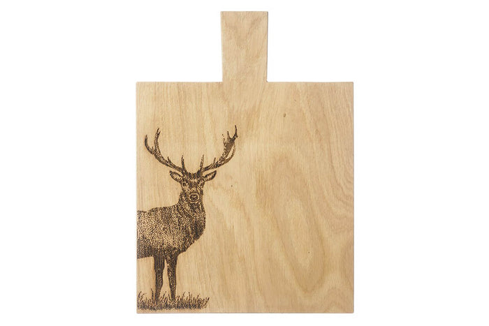 Planche de service en chêne Selbrae House 35x25x2cm avec poignée - Motif cerf