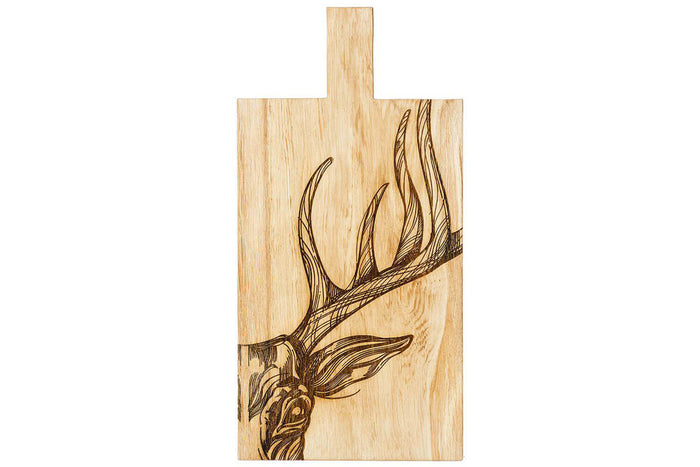 Planche de service en chêne Selbrae House 50x25x2cm avec poignée - Motif cerf