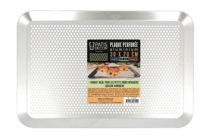 Plaque pâtissière perforée Patisdécor en aluminium 30x20cm