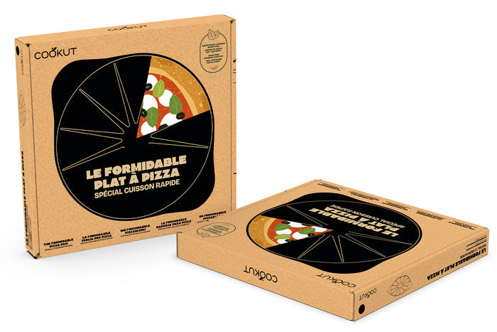 Plat à pizza Cookut Le Formidable graphite avec coupe-pizza et livret de recettes