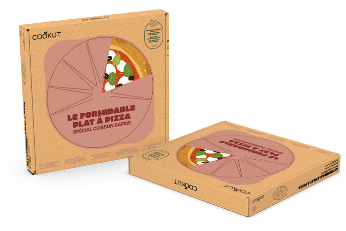 Plat à pizza Cookut Le Formidable guimauve avec coupe-pizza et livret de recettes