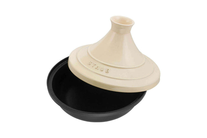 Plat à tajine Staub 20cm en fonte émaillée avec couvercle crème compatible induction