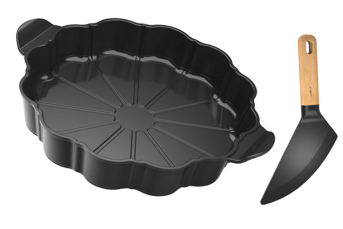 Plat à tarte Cookut Le Formidable avec coupe-tarte graphite