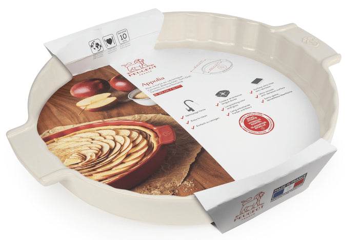 Plat à tarte Peugeot Appolia en céramique écru diamètre 30cm