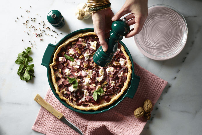 Plat à tarte Peugeot Appolia en céramique vert forêt diamètre 30cm