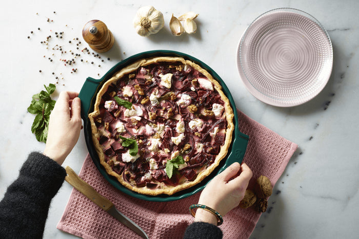 Plat à tarte Peugeot Appolia en céramique vert forêt diamètre 30cm