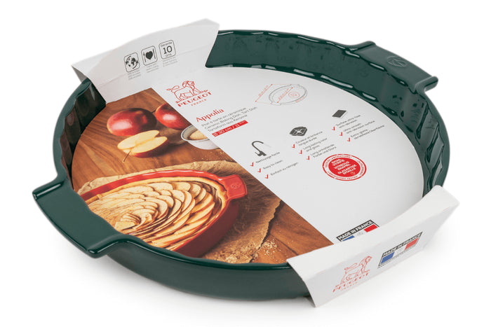 Plat à tarte Peugeot Appolia en céramique vert forêt diamètre 30cm