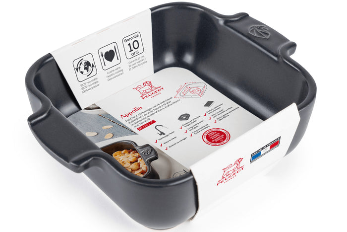Plat four carré Peugeot Appolia en céramique ardoise 13x13x4,5cm
