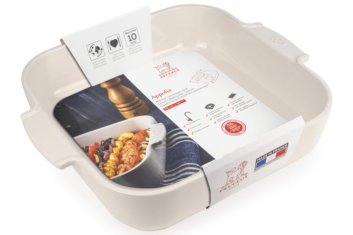 Plat four carré Peugeot Appolia en céramique écru 29,5x29,5x7,5cm