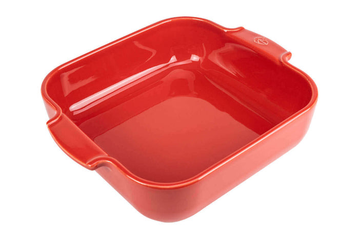 Plat four carré Peugeot Appolia en céramique rouge 22,5x22,5x6,5cm
