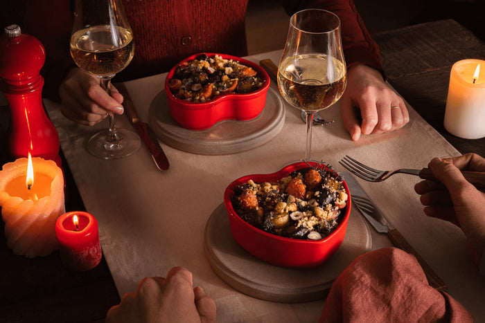 Plat four cœur Peugeot Appolia For You en céramique rouge diamètre 26cm