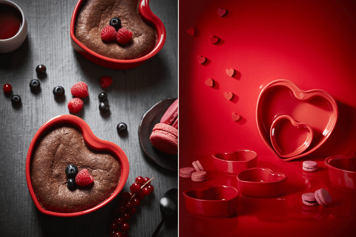 Plat four cœur Peugeot Appolia For You en céramique rouge diamètre 26cm