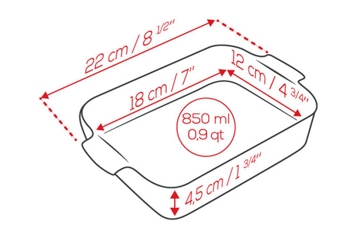 Plat four individuel rectangle Peugeot Appolia en céramique rouge 18x12x4,5cm