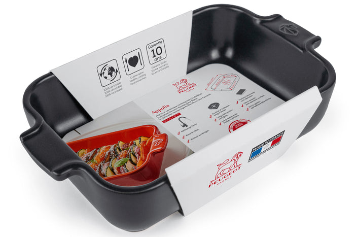 Plat four rectangle Peugeot Appolia en céramique ardoise 18x12x4,5cm