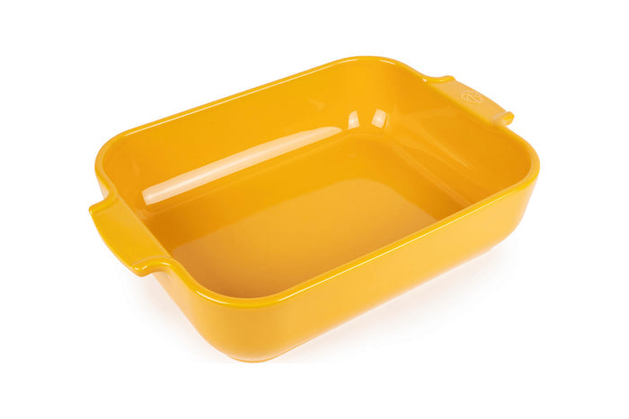 Plat four rectangle Peugeot Appolia en céramique jaune safran - 32 cm