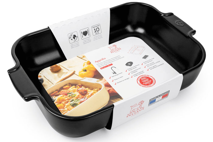 Plat four rectangle Peugeot Appolia en céramique noire satinée 36x23,6x7,5cm